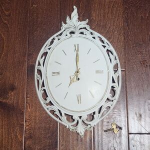Syroco Oval Wall Clock with Winding Key White Gold Testing Working
